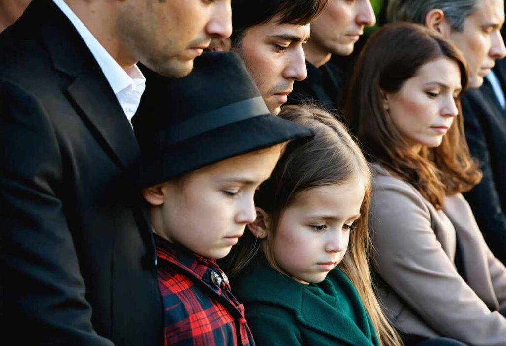 photo of a family during the funeral of a loved one