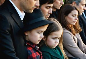 photo of a family during the funeral of a loved one